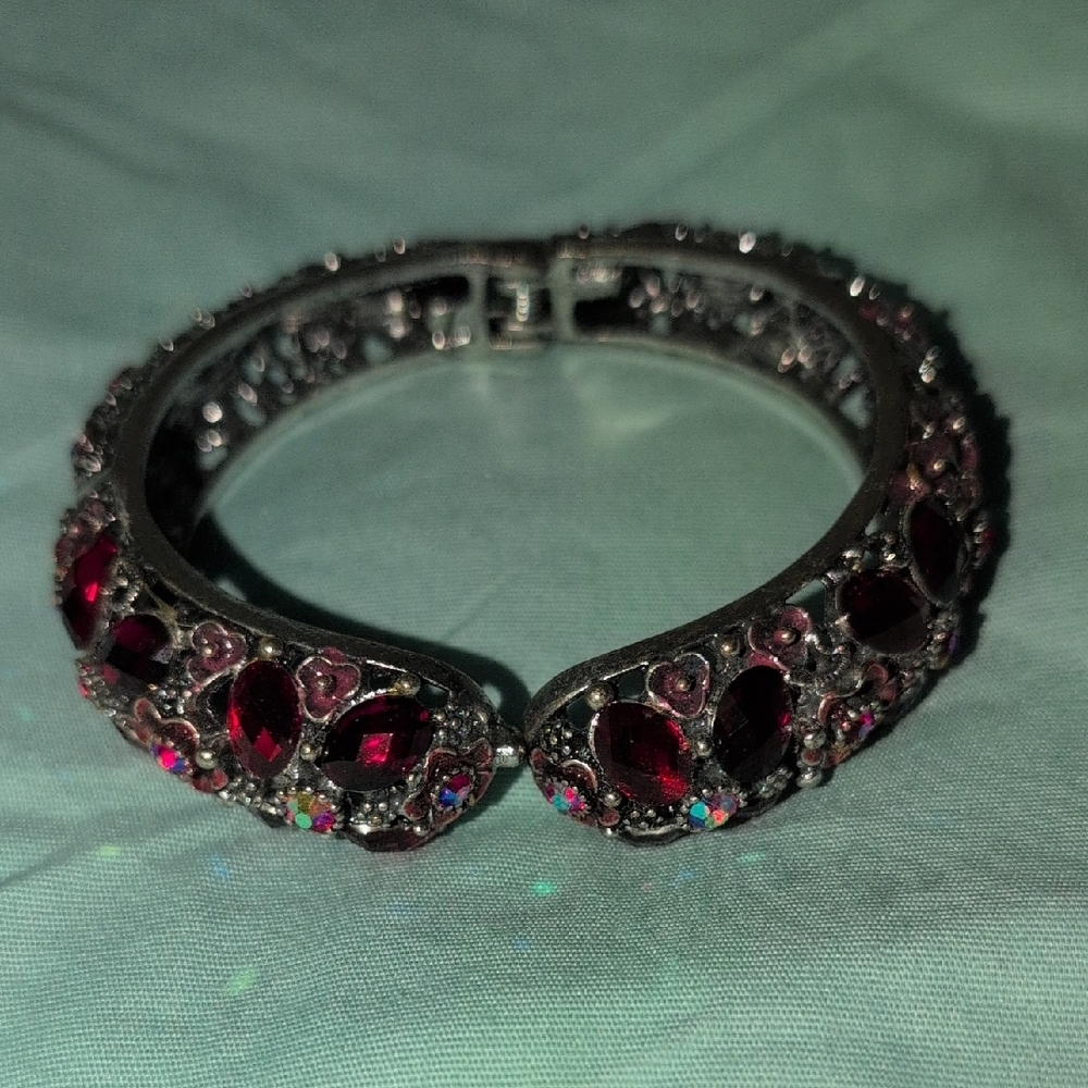 Elegant Red and Silver Bracelet
